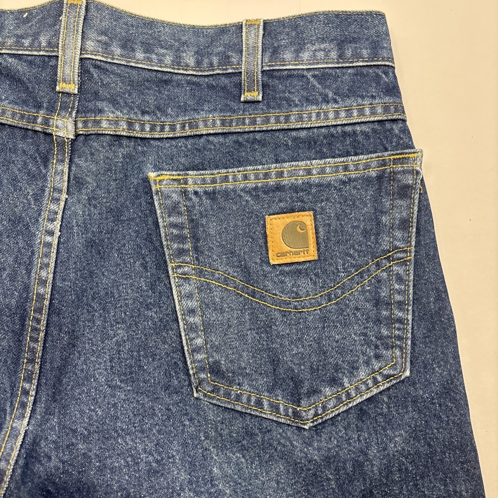 Carhartt Jeans Mens 35x32 (34x33) Blue Denim Straight Relaxed Fit Workwear USA - Picture 7 of 16